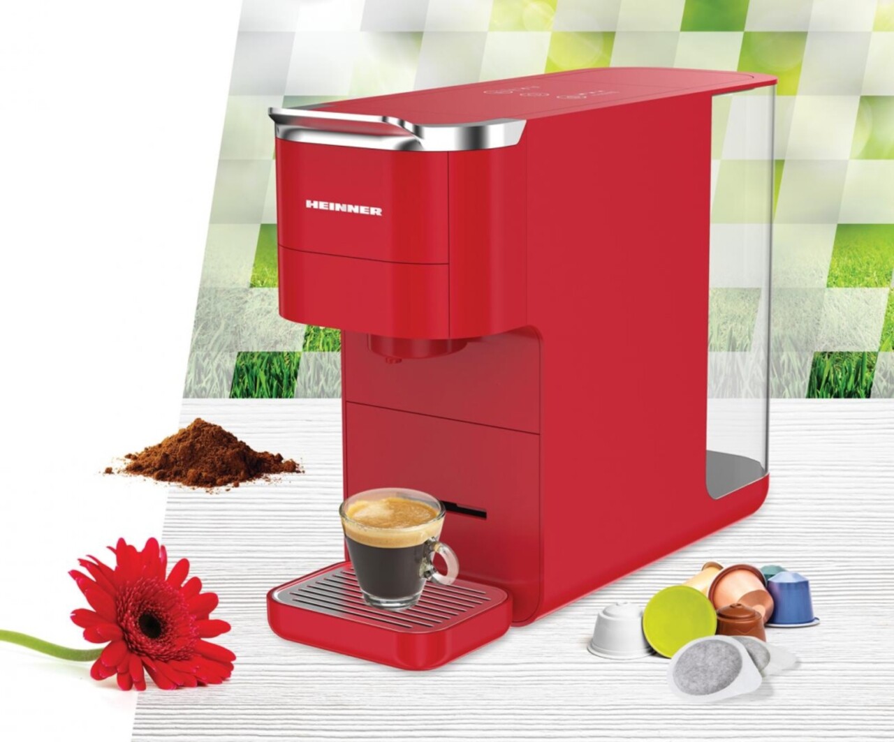 Espressor capsule Heinner, 1400-1525W, rosu - imagine 5